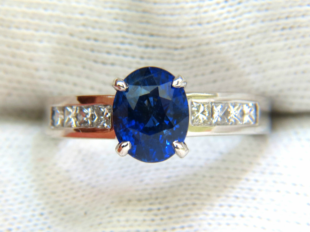 GIA NO HEAT 2.97CT NATURAL GEM BLUE SAPPHIRE DIAMOND RING UNHEATED 14KT *v