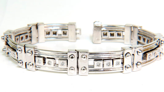 Mens Studded Gothic Deco Sliding Diamonds Box Bead Deco Channel Bracelet 14kt *v