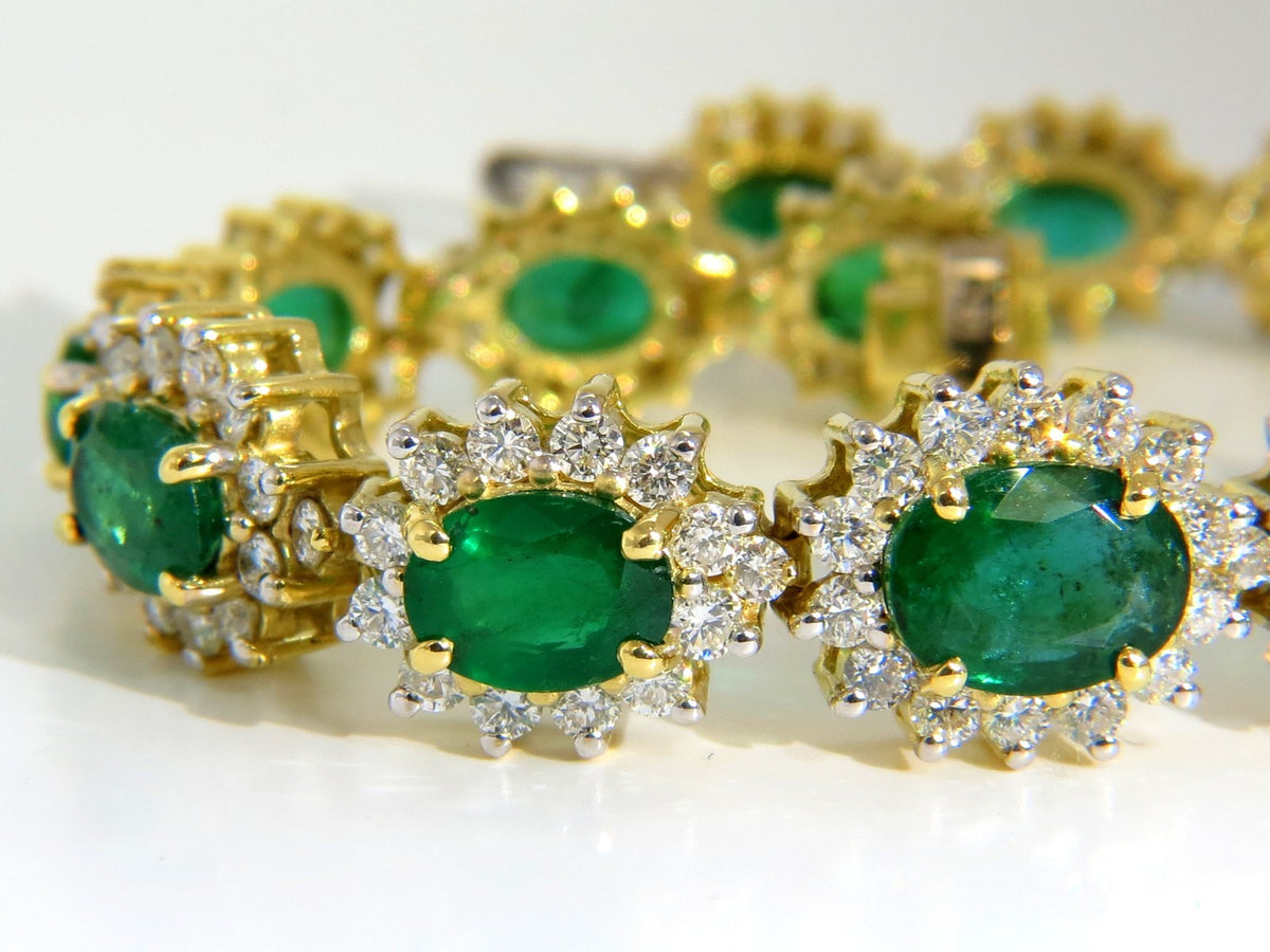 22.50CT NATURAL EMERALDS DIAMONDS BRACELET 18KT G/VS ZAMBIAN VIVID *v