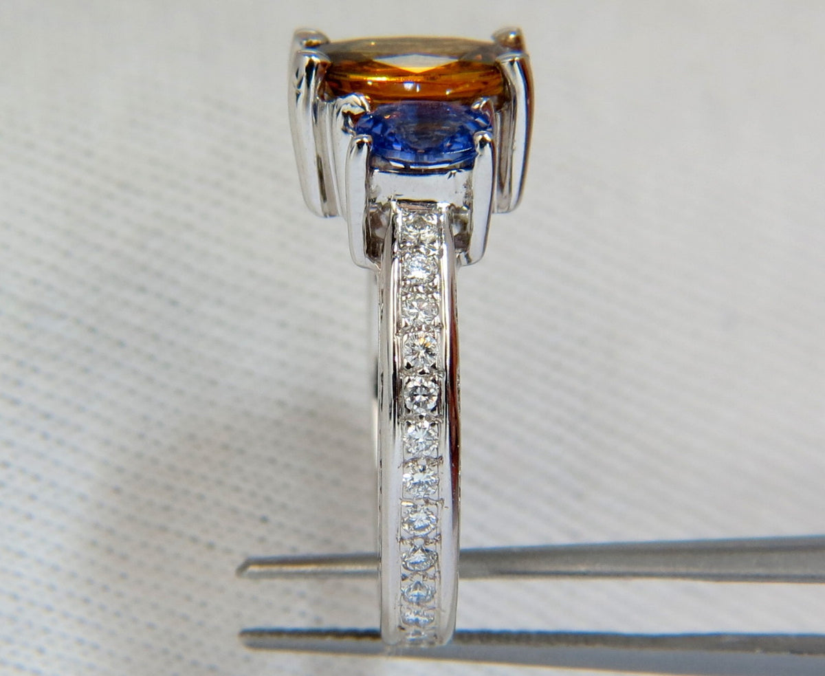 3.68CT NATURAL FANCY VIVID YELLOW BROWN SAPPHIRE TANZANITE DIAMONDS RING 14KT *v