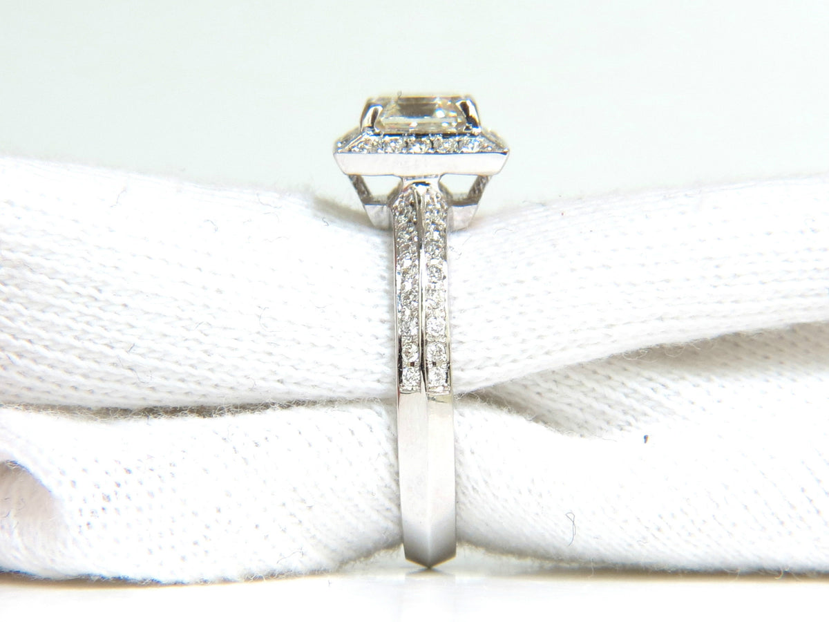 2.20CT NATURAL ASSCHER CUT DIAMOND RING HALO 14KT *v