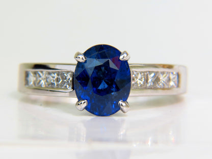 GIA NO HEAT 2.97CT NATURAL GEM BLUE SAPPHIRE DIAMOND RING UNHEATED 14KT *v