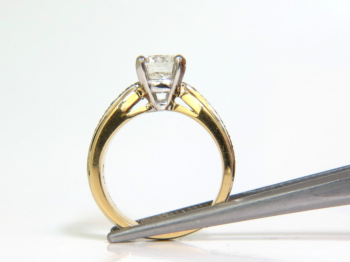 GIA CERTIFIED 1.26CT J/SI ROUND BRILLIANT DIAMOND BEAD SET PLATINUM 18KT RING *v