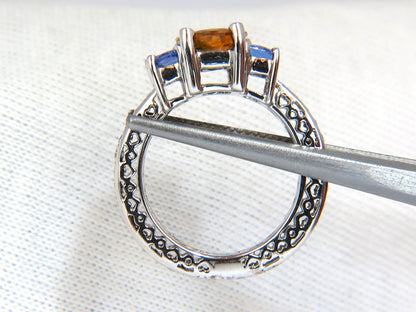3.68CT NATURAL FANCY VIVID YELLOW BROWN SAPPHIRE TANZANITE DIAMONDS RING 14KT *v