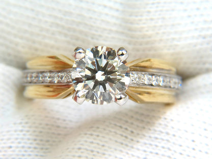 GIA CERTIFIED 1.26CT J/SI ROUND BRILLIANT DIAMOND BEAD SET PLATINUM 18KT RING *v