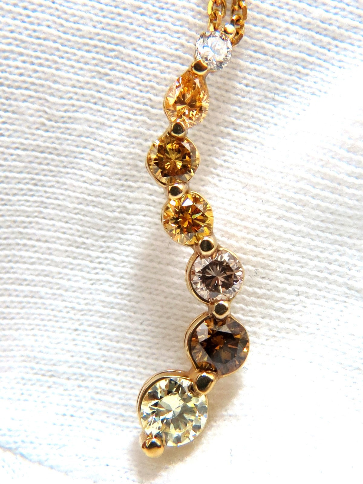 2.06CT NATURAL FANCY YELLOW ORANGE BROWN LIGHT PINK DIAMOND PENDANT 14KT *v