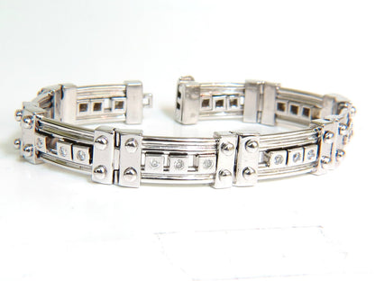 Mens Studded Gothic Deco Sliding Diamonds Box Bead Deco Channel Bracelet 14kt *v