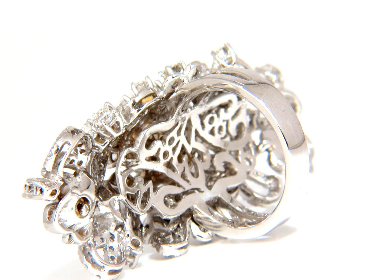 4.00CT NATURAL DIAMONDS FLORAL COCKTAIL VINE 3D DECO RING 18KT *v