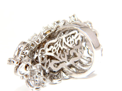 4.00CT NATURAL DIAMONDS FLORAL COCKTAIL VINE 3D DECO RING 18KT *v
