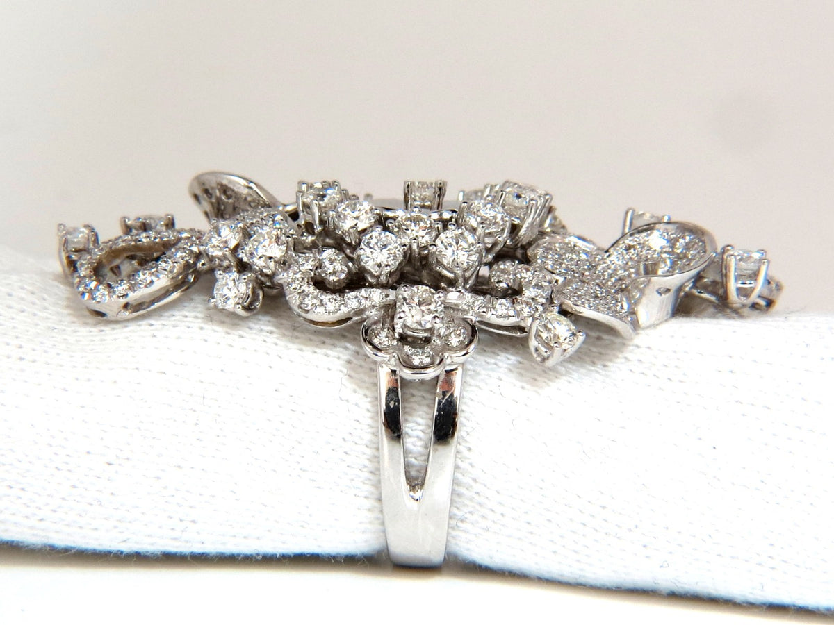 4.00CT NATURAL DIAMONDS FLORAL COCKTAIL VINE 3D DECO RING 18KT *v
