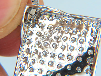 1.40CT DIAMONDS BEAD SET SQUARE ZEN PENDANT 3D CURVE 14KT 16 INCH CHAIN *v