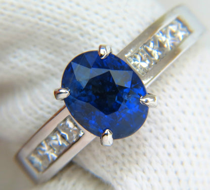 GIA NO HEAT 2.97CT NATURAL GEM BLUE SAPPHIRE DIAMOND RING UNHEATED 14KT *v