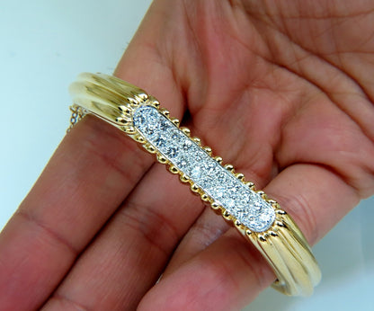 2.30CT INVERTED ARCH GRILLED WAVE RETRO 14KT DIAMONDS BANGLE BRACELET *v