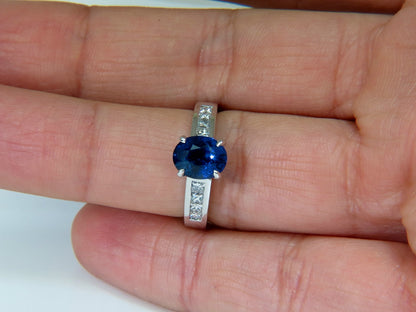 GIA NO HEAT 2.97CT NATURAL GEM BLUE SAPPHIRE DIAMOND RING UNHEATED 14KT *v