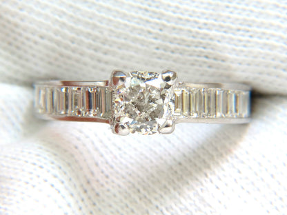 GIA 2.41CT F/VS CUSHION BRILLIANT NATURAL DIAMOND BAGUETTE PLATINUM RING *v