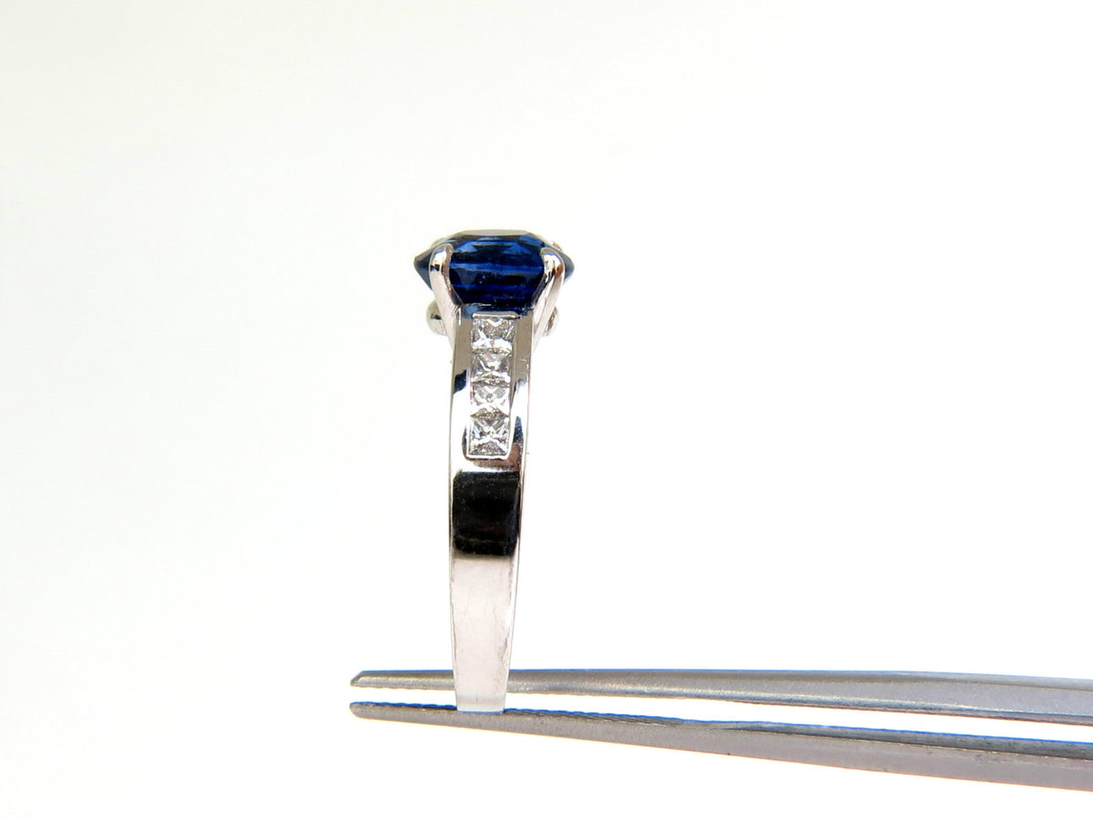 GIA NO HEAT 2.97CT NATURAL GEM BLUE SAPPHIRE DIAMOND RING UNHEATED 14KT *v