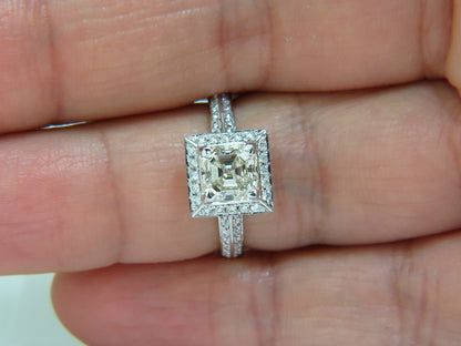 2.20CT NATURAL ASSCHER CUT DIAMOND RING HALO 14KT *v