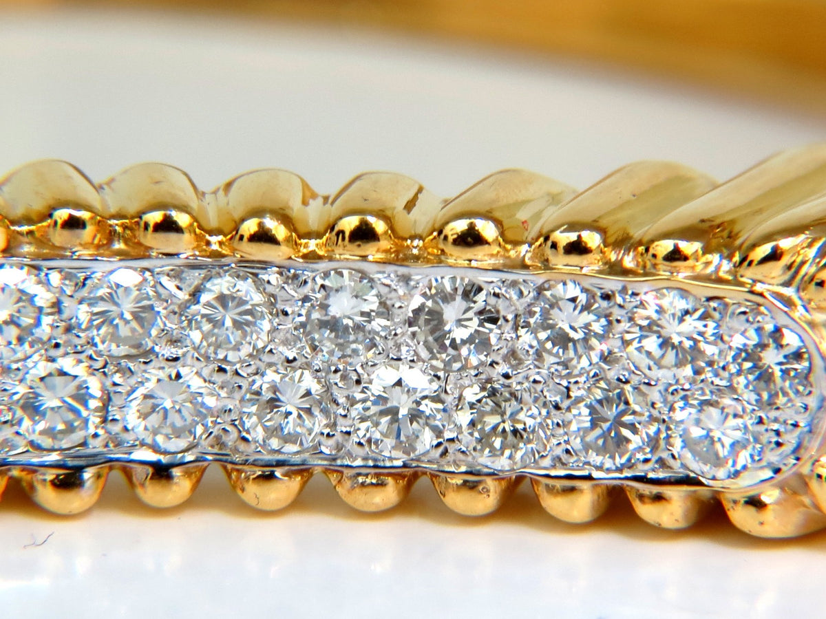 2.30CT INVERTED ARCH GRILLED WAVE RETRO 14KT DIAMONDS BANGLE BRACELET *v