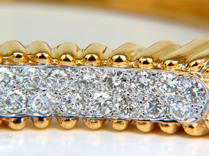 2.30CT INVERTED ARCH GRILLED WAVE RETRO 14KT DIAMONDS BANGLE BRACELET *v