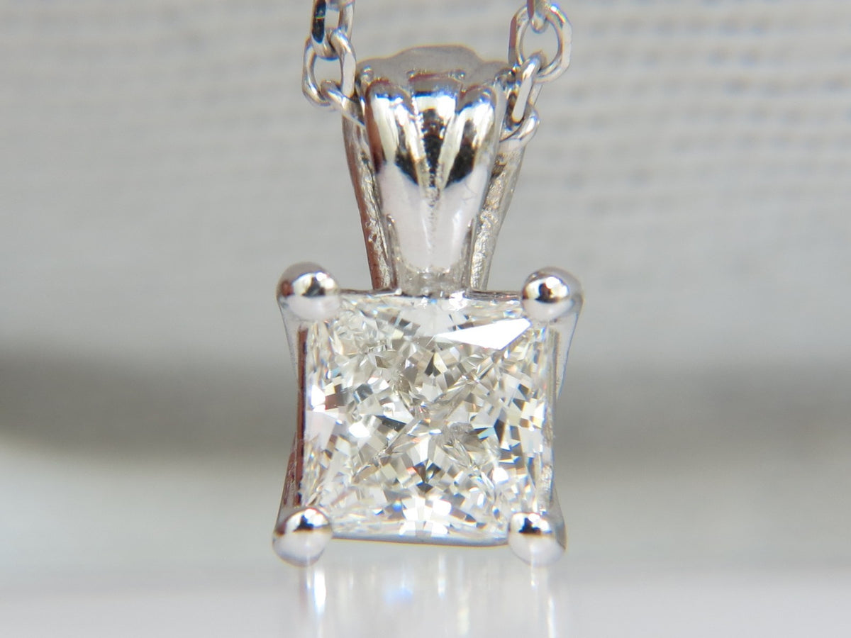 GIA 1.01CT BRILLIANT PRINCESS CUT DIAMOND SOLITAIRE PENDANT H/VVS1 14kt *v