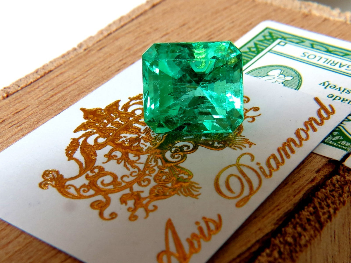 GIA Certified 10.16ct Natural Colombian Green Emerald Square Cut Prime Vivid *v