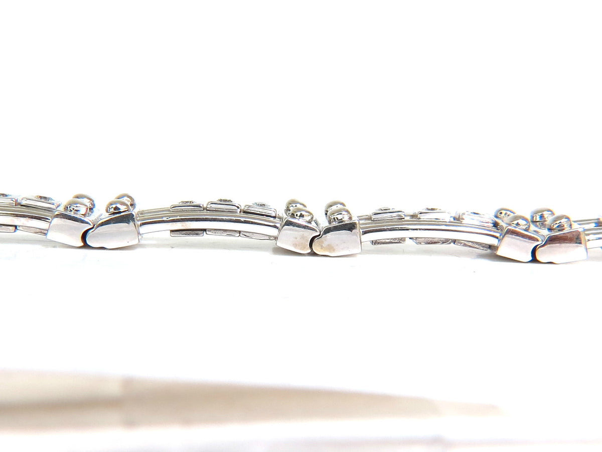 Mens Studded Gothic Deco Sliding Diamonds Box Bead Deco Channel Bracelet 14kt *v