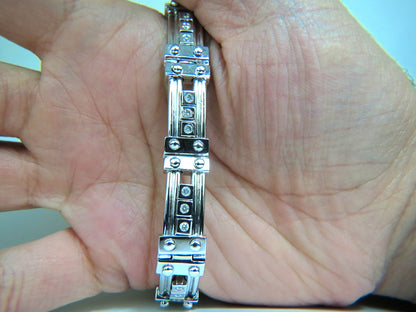Mens Studded Gothic Deco Sliding Diamonds Box Bead Deco Channel Bracelet 14kt *v