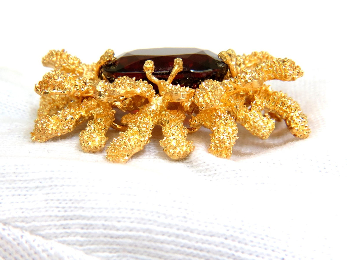 GIA CERTIFED 32.22CT NATURAL SPESSARTITE GARNET 3D ROUGH NUGGET PIN 18kt *v