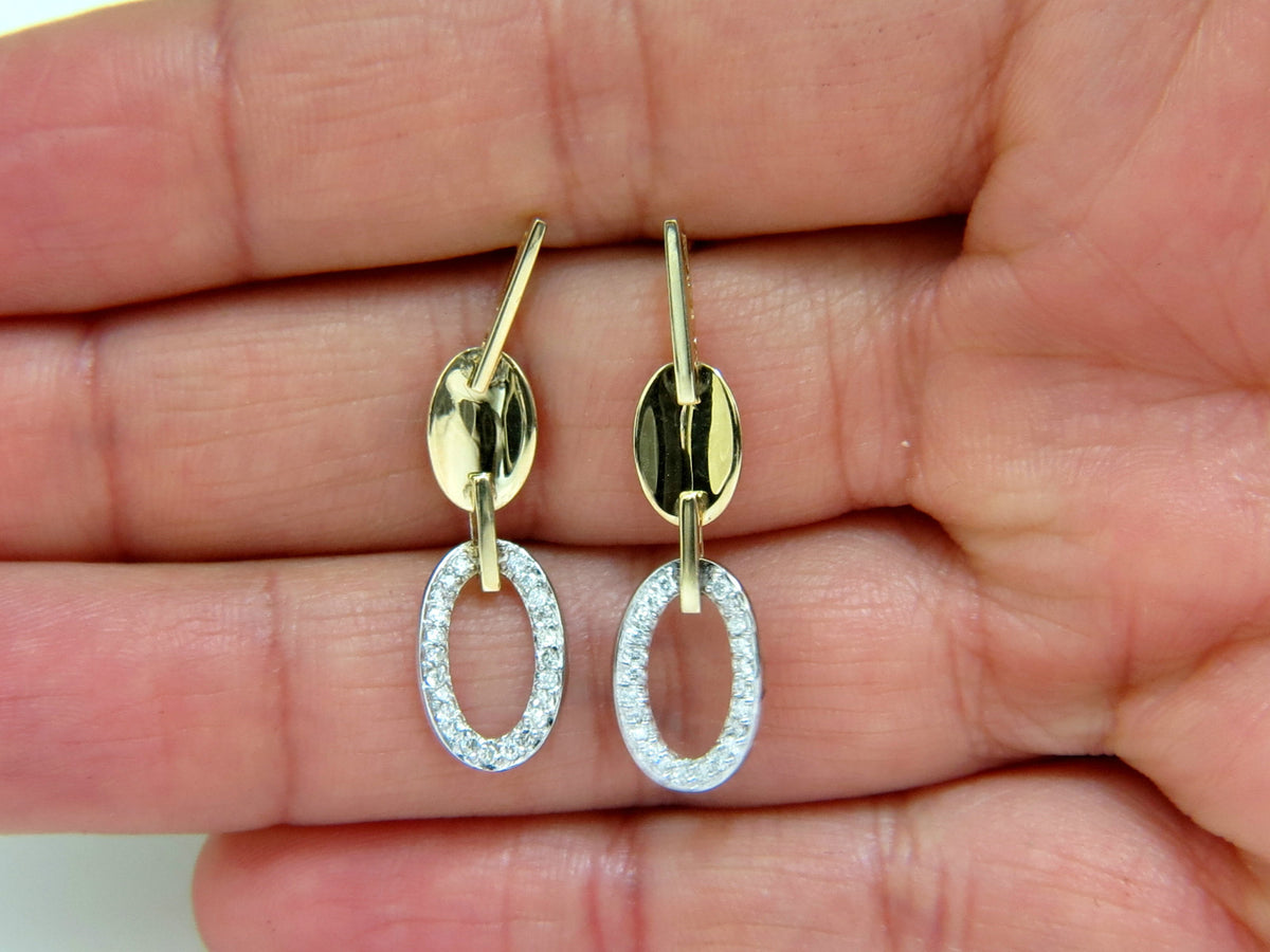 .40CT NATURAL DIAMONDS DANGLE EARRINGS 14KT GOLD MIRROR FINISH *v