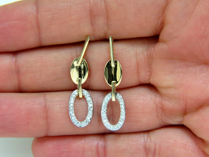 .40CT NATURAL DIAMONDS DANGLE EARRINGS 14KT GOLD MIRROR FINISH *v