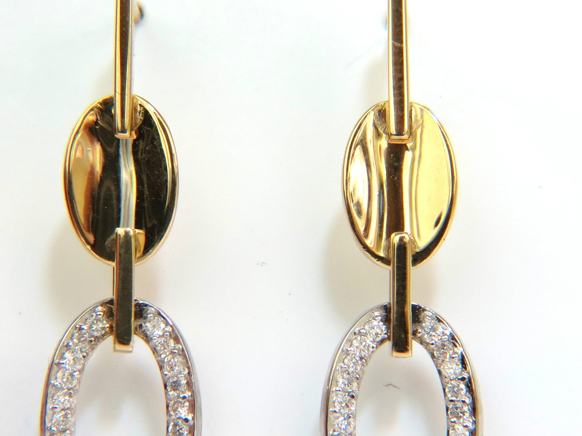.40CT NATURAL DIAMONDS DANGLE EARRINGS 14KT GOLD MIRROR FINISH *v