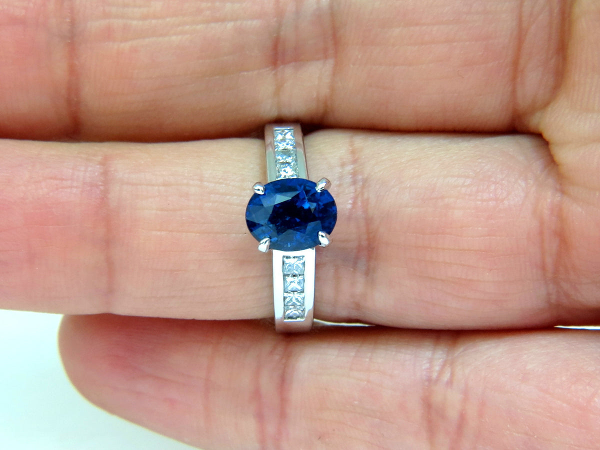 GIA NO HEAT 2.97CT NATURAL GEM BLUE SAPPHIRE DIAMOND RING UNHEATED 14KT *v