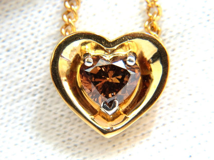 .78CT NATURAL PURE VIVID BROWN HEART CUT DIAMOND PENDANT 14KT NECKLACE *v