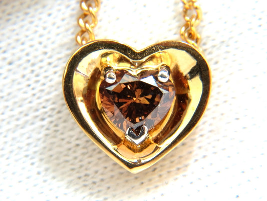 .78CT NATURAL PURE VIVID BROWN HEART CUT DIAMOND PENDANT 14KT NECKLACE *v
