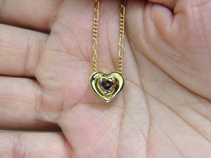 .78CT NATURAL PURE VIVID BROWN HEART CUT DIAMOND PENDANT 14KT NECKLACE *v