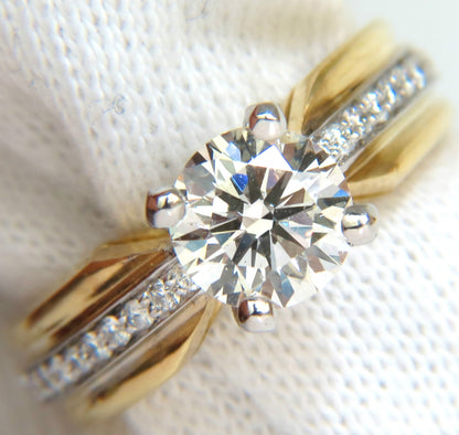 GIA CERTIFIED 1.26CT J/SI ROUND BRILLIANT DIAMOND BEAD SET PLATINUM 18KT RING *v
