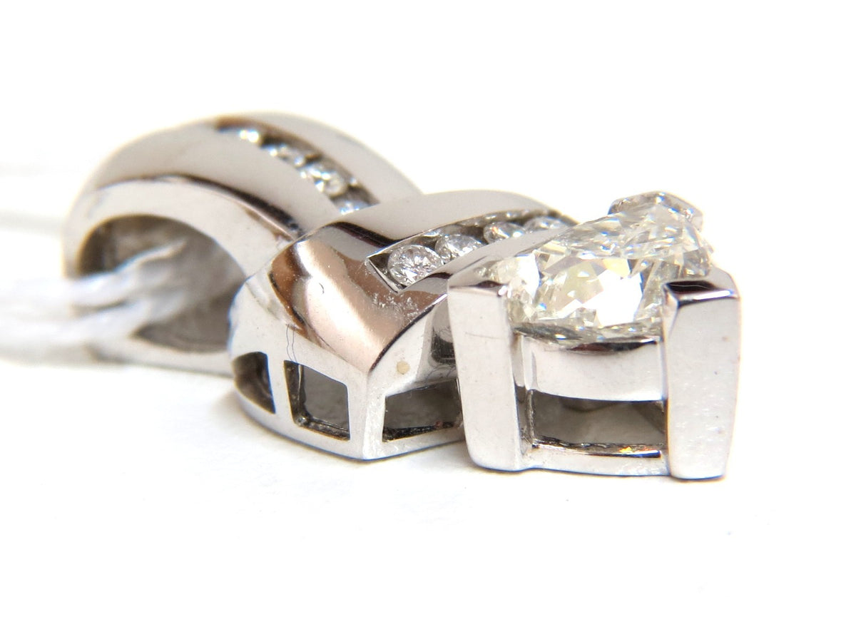 1.43CT TRILLIANT NATURAL DIAMONDS PENDANT / ENHANCER SLIDE OMEGA NECKLACE *v