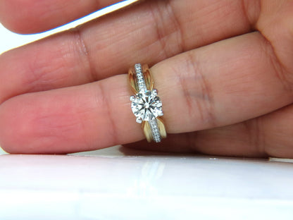 GIA CERTIFIED 1.26CT J/SI ROUND BRILLIANT DIAMOND BEAD SET PLATINUM 18KT RING *v