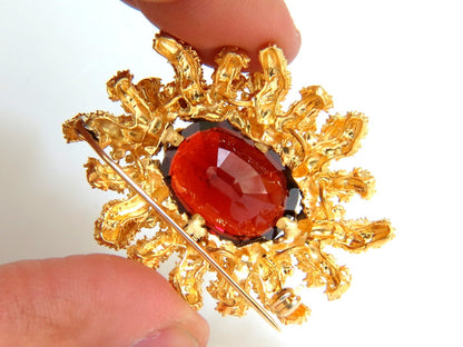GIA CERTIFED 32.22CT NATURAL SPESSARTITE GARNET 3D ROUGH NUGGET PIN 18kt *v