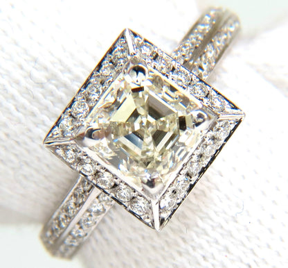 2.20CT NATURAL ASSCHER CUT DIAMOND RING HALO 14KT *v