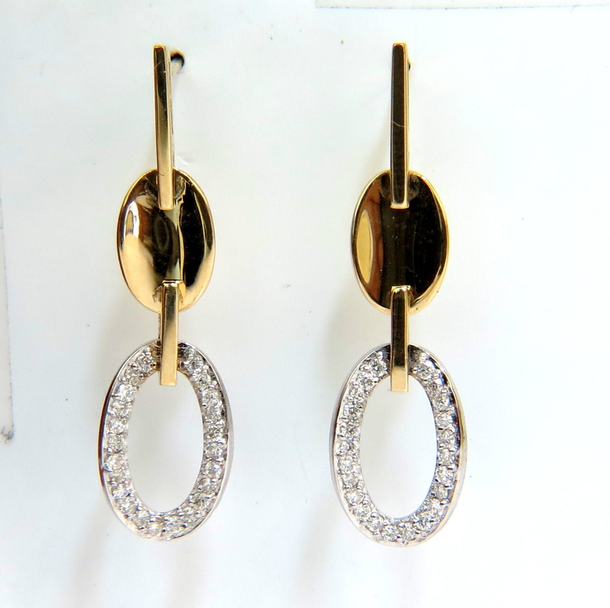 .40CT NATURAL DIAMONDS DANGLE EARRINGS 14KT GOLD MIRROR FINISH *v