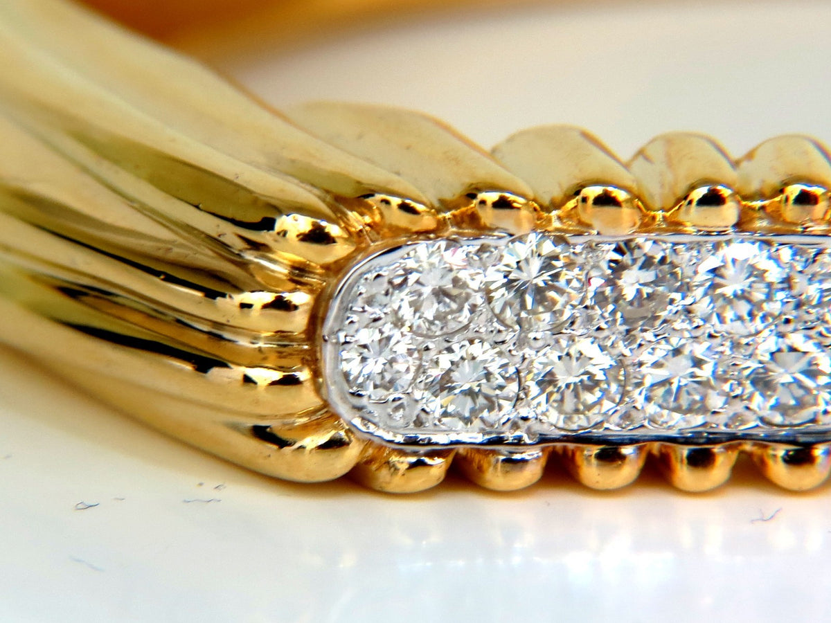 2.30CT INVERTED ARCH GRILLED WAVE RETRO 14KT DIAMONDS BANGLE BRACELET *v