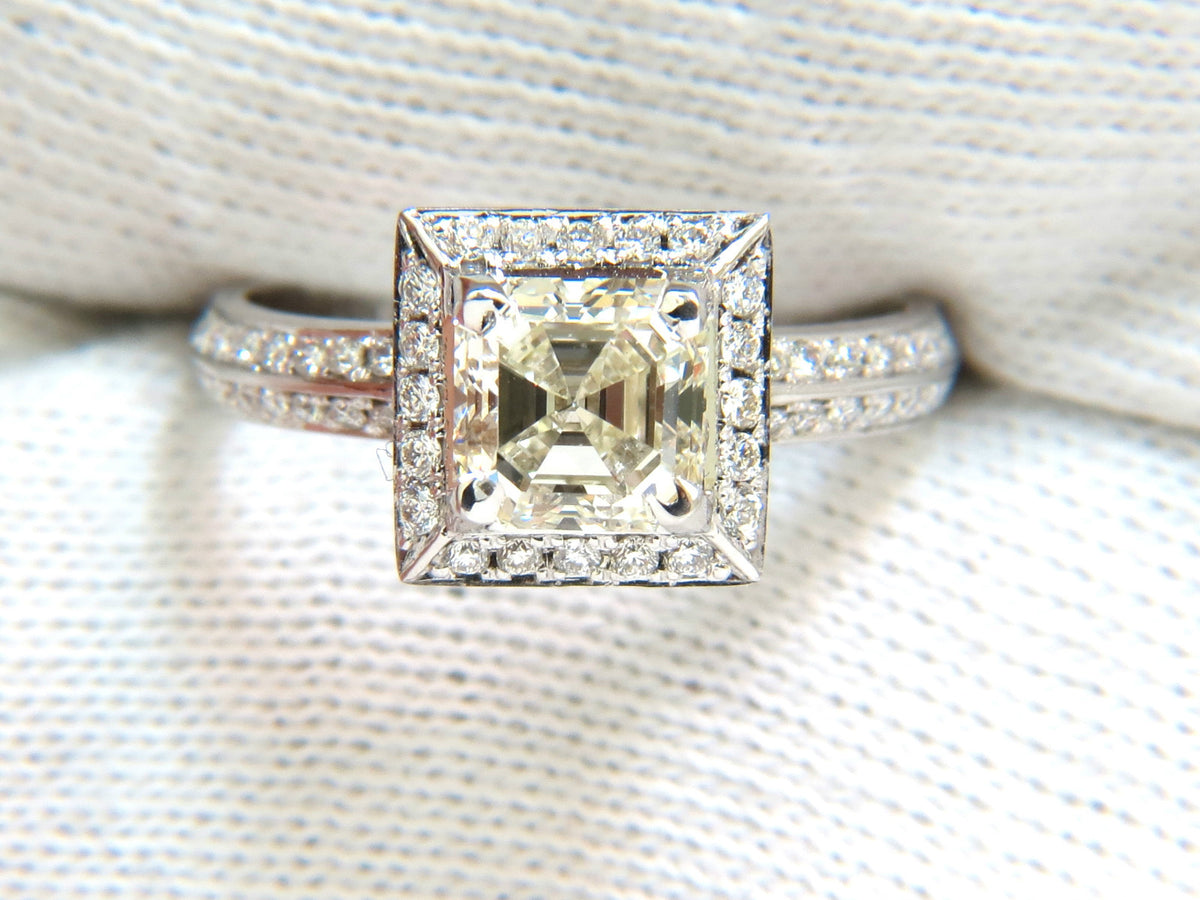 2.20CT NATURAL ASSCHER CUT DIAMOND RING HALO 14KT *v