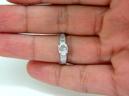 GIA 2.41CT F/VS CUSHION BRILLIANT NATURAL DIAMOND BAGUETTE PLATINUM RING *v