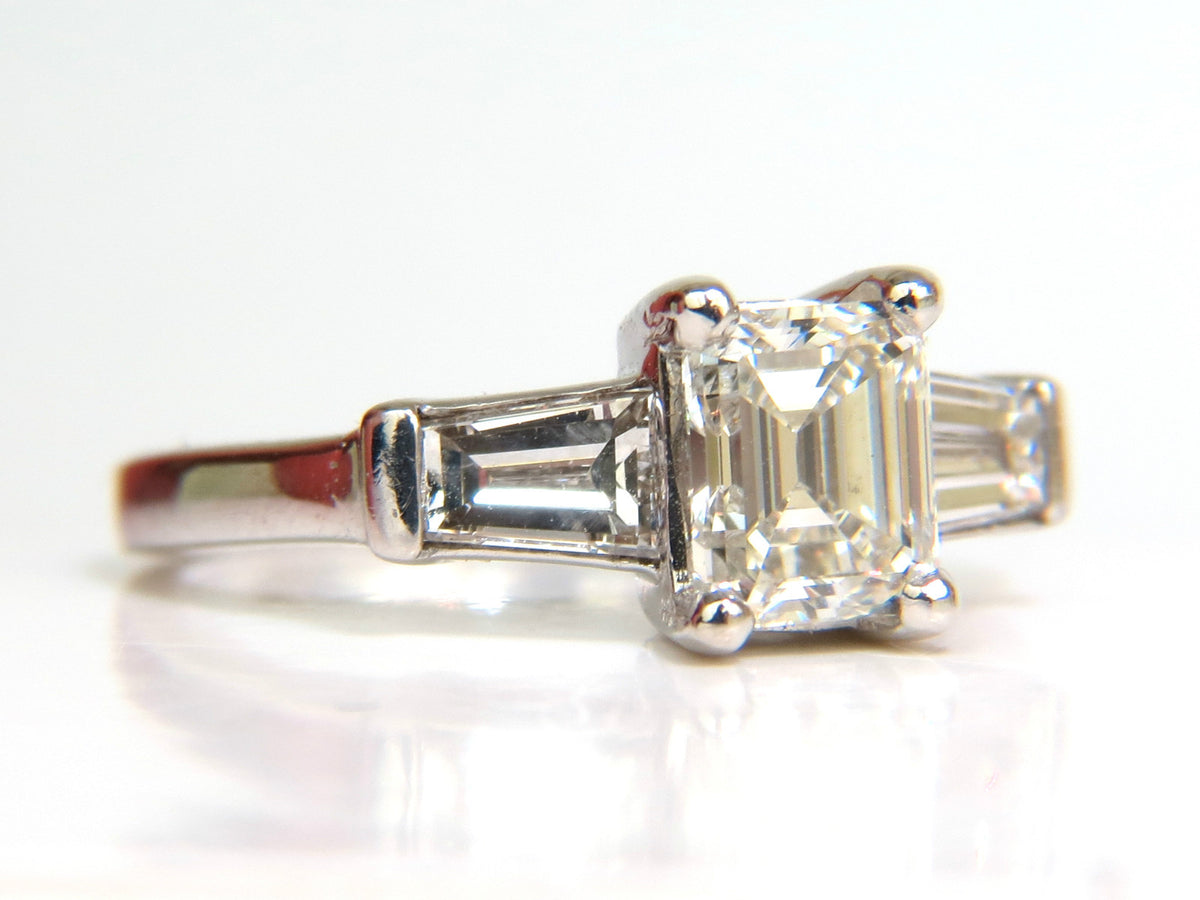 GIA CERTIFIED 1.06CT BRILLIANT EMERALD CUT NATURAL DIAMOND RING J/VVS2 *v