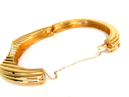2.30CT INVERTED ARCH GRILLED WAVE RETRO 14KT DIAMONDS BANGLE BRACELET *v