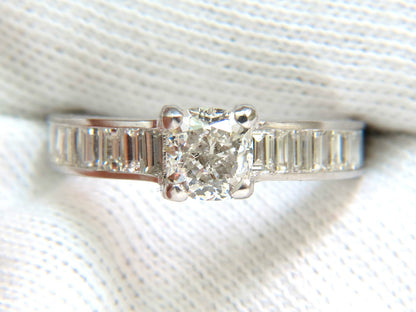 GIA 2.41CT F/VS CUSHION BRILLIANT NATURAL DIAMOND BAGUETTE PLATINUM RING *v
