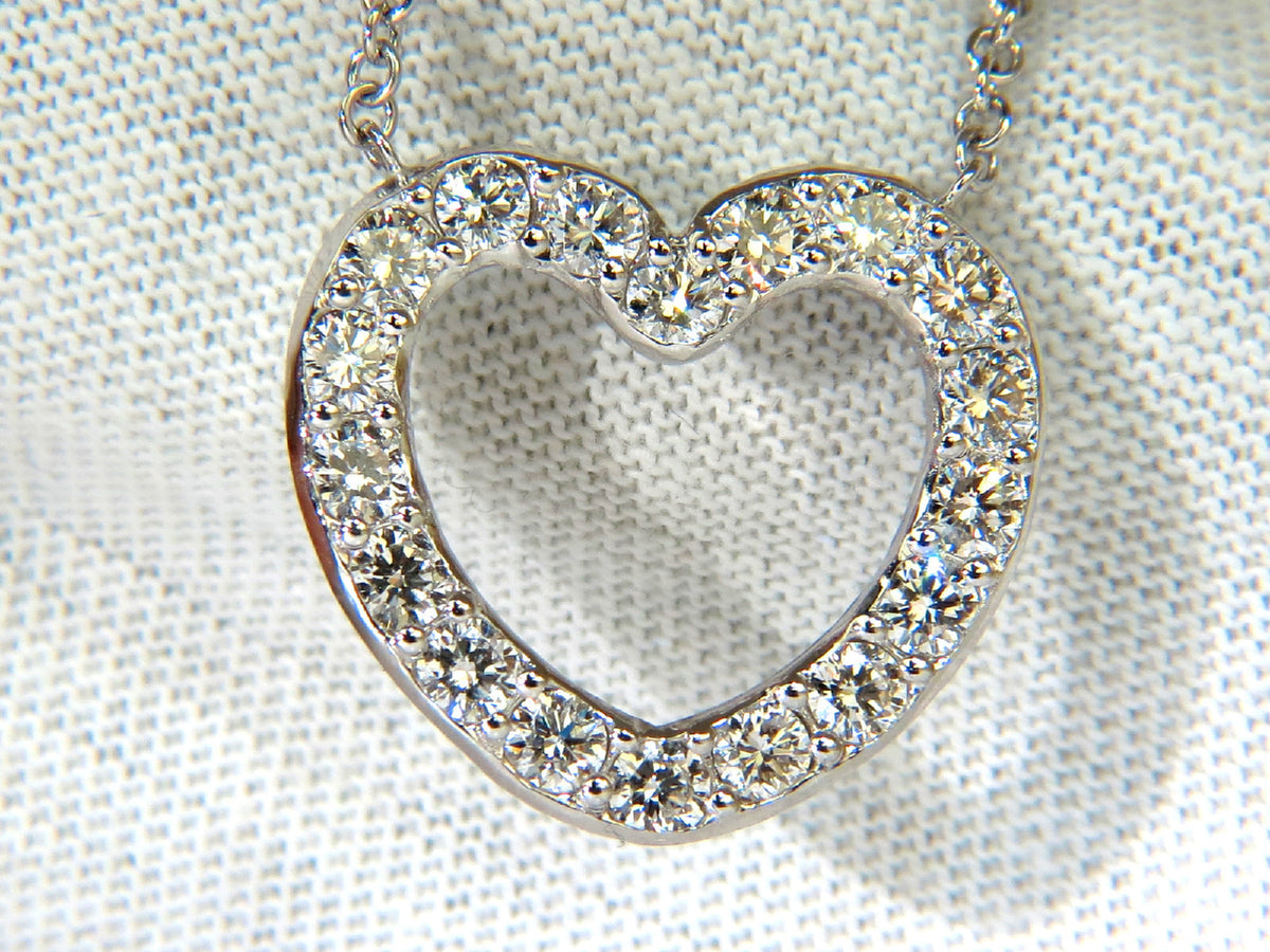 2.50CT SMOOTH EDGED BRILLIANT DIAMONDS HEART PENDANT & CHAIN F/VS 14KT *v
