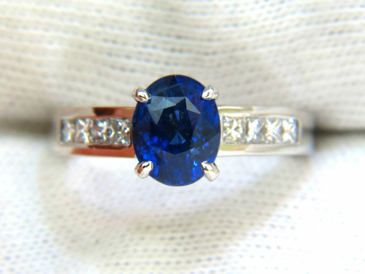 GIA NO HEAT 2.97CT NATURAL GEM BLUE SAPPHIRE DIAMOND RING UNHEATED 14KT *v
