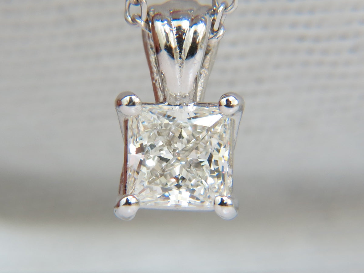 GIA 1.01CT BRILLIANT PRINCESS CUT DIAMOND SOLITAIRE PENDANT H/VVS1 14kt *v